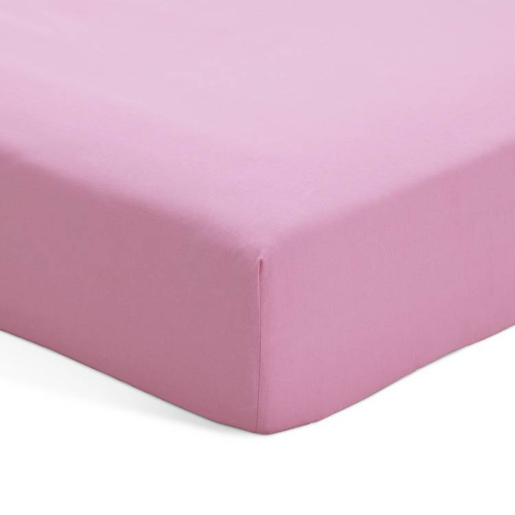 Habitat Polycotton Pink Fitted Sheet - Small Double 0