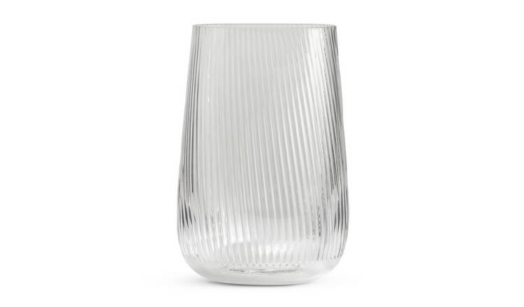 Habitat Large Ribbed Glass Vase - Clear