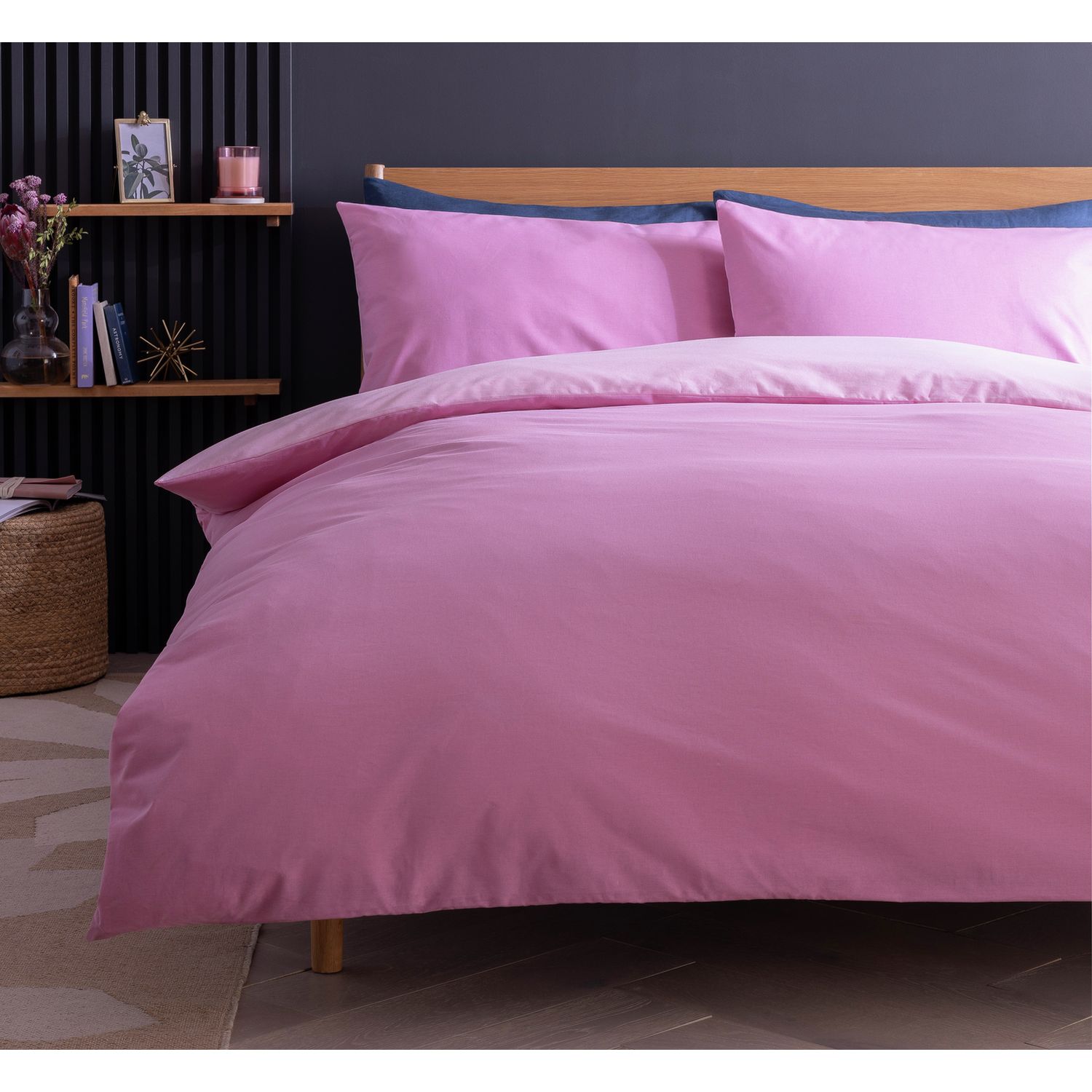 Habitat Polycotton Pink Reversible Bedding Set King