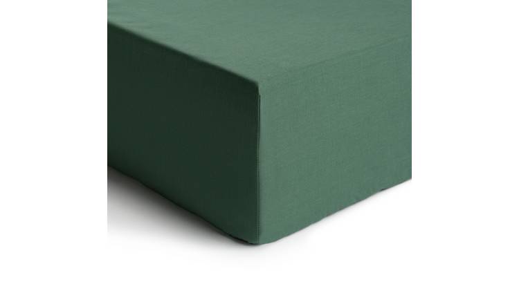 Argos Home Cotton Rich Plain Leaf Green Fitted Sheet -Double