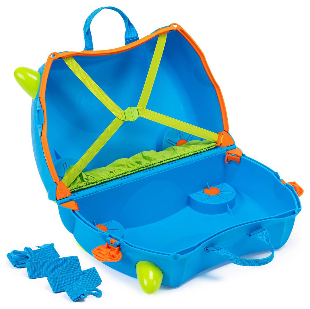 Trunki Terrance 4 Wheel Hard Ride On Suitcase - Blue