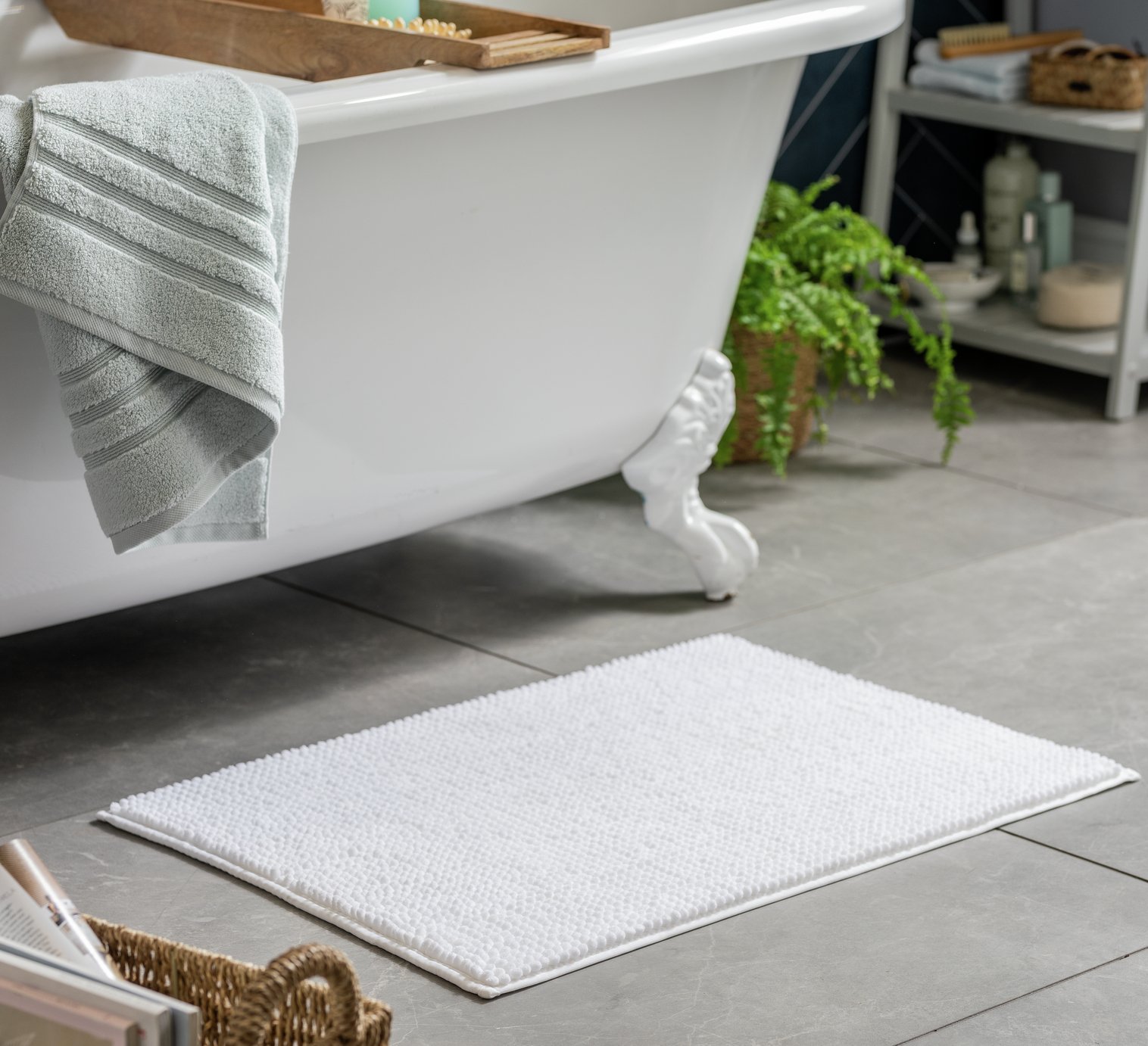 Argos Home Bobble Bath Mat - White