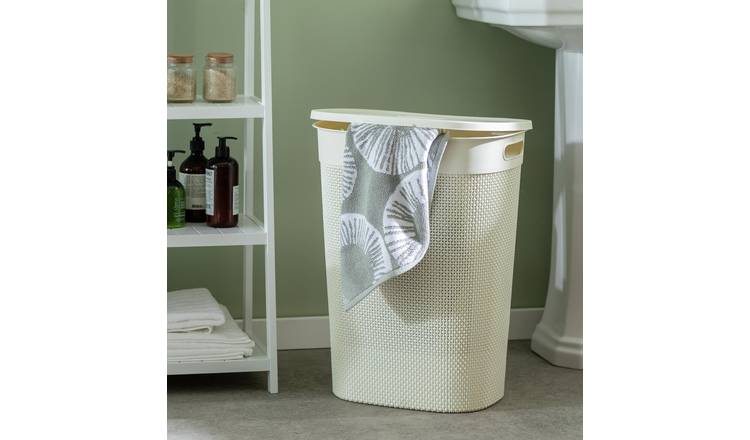 22 Litre White and Grey Collapsible Laundry Basket for Camping Caravanning