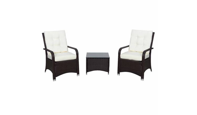 Outsunny Rattan Bistro Set with Cover - Brown