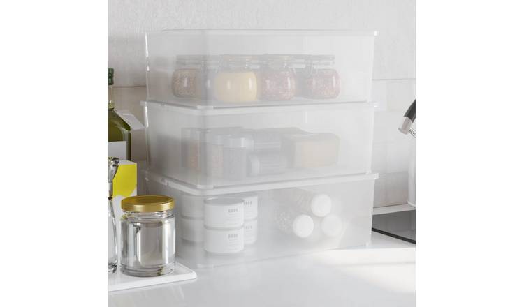 Walplus Pack of 3 Polypropylene Storage Boxes 10 L Stackable - 37 x 26 x 13 cm