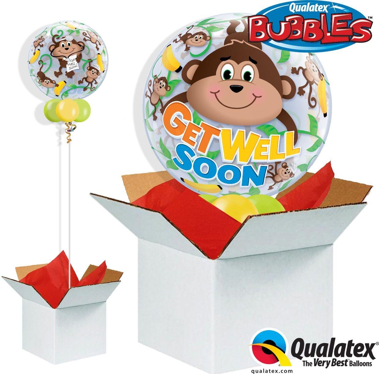 Qualatex Get Well Monkeys Bubble Balloon in A Box