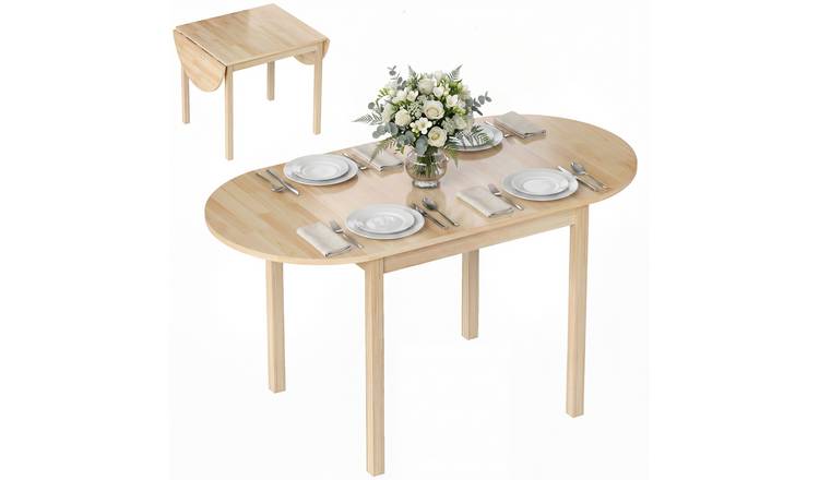 HOMCOM Wooden Foldable Dining Table for Small Spaces - Natural Wood