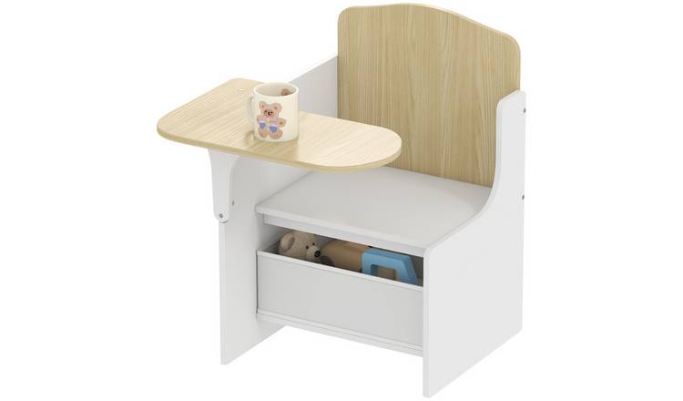 AIYAPLAY 2 in 1 Kids Table and Chairs Set with Storage Bins - White