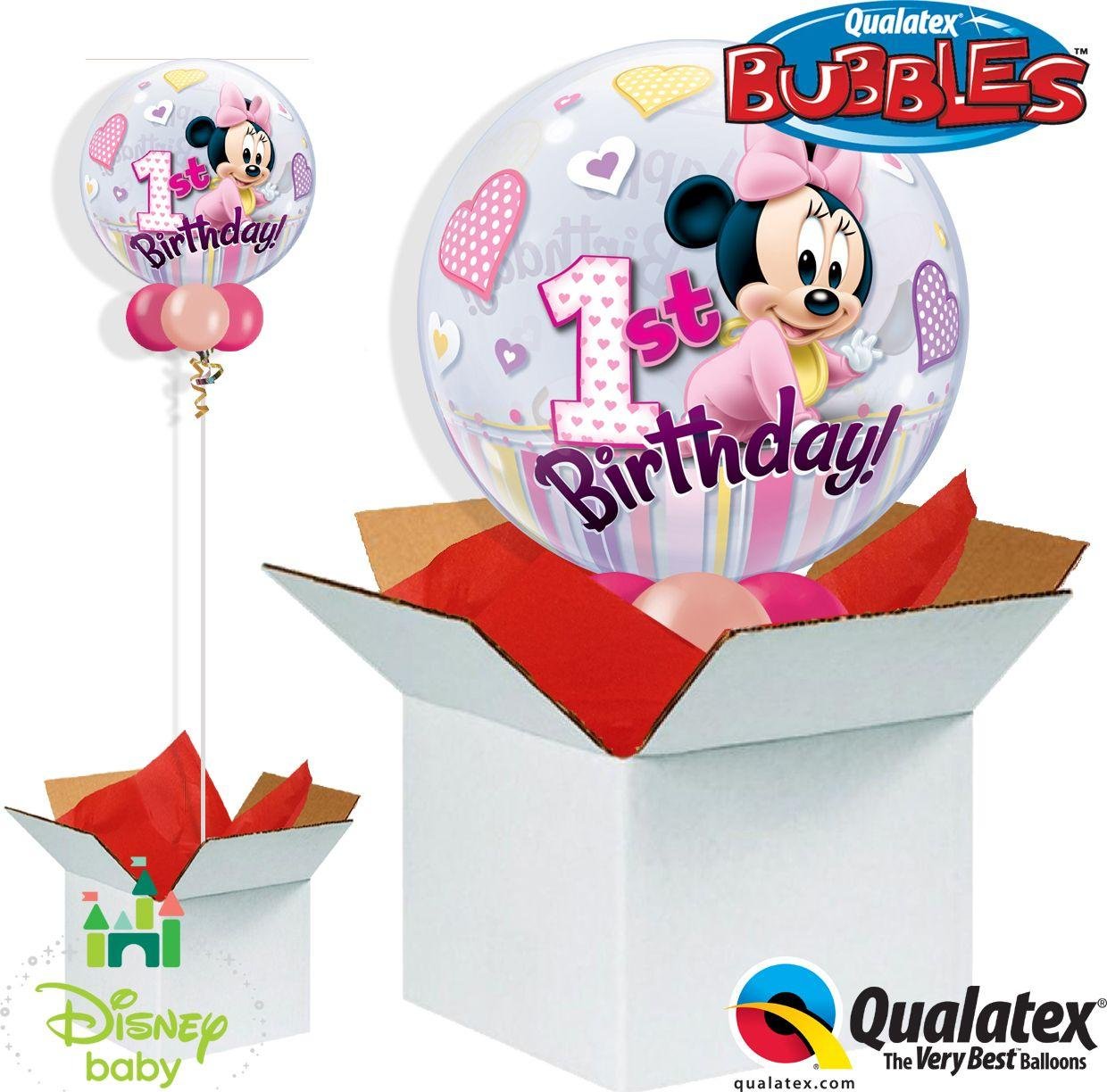 Disney Minnie Mouse 1st Birthday Bubble Balloon in a Box.