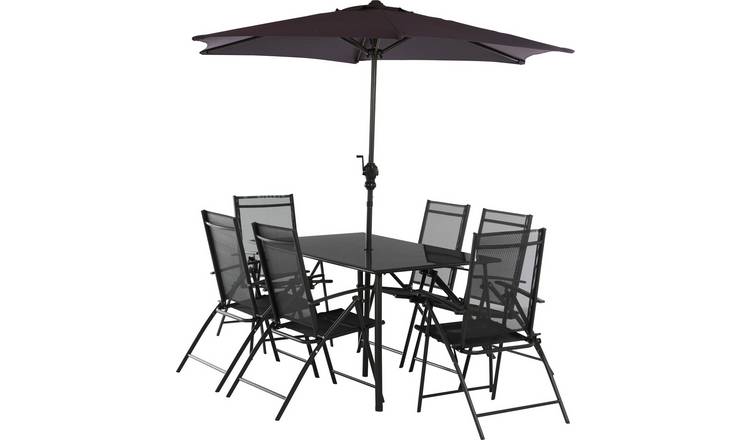 Buy Argos Home Milan 6 Seater Metal Patio Set Black Patio Sets