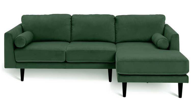 Green velvet store chaise sofa