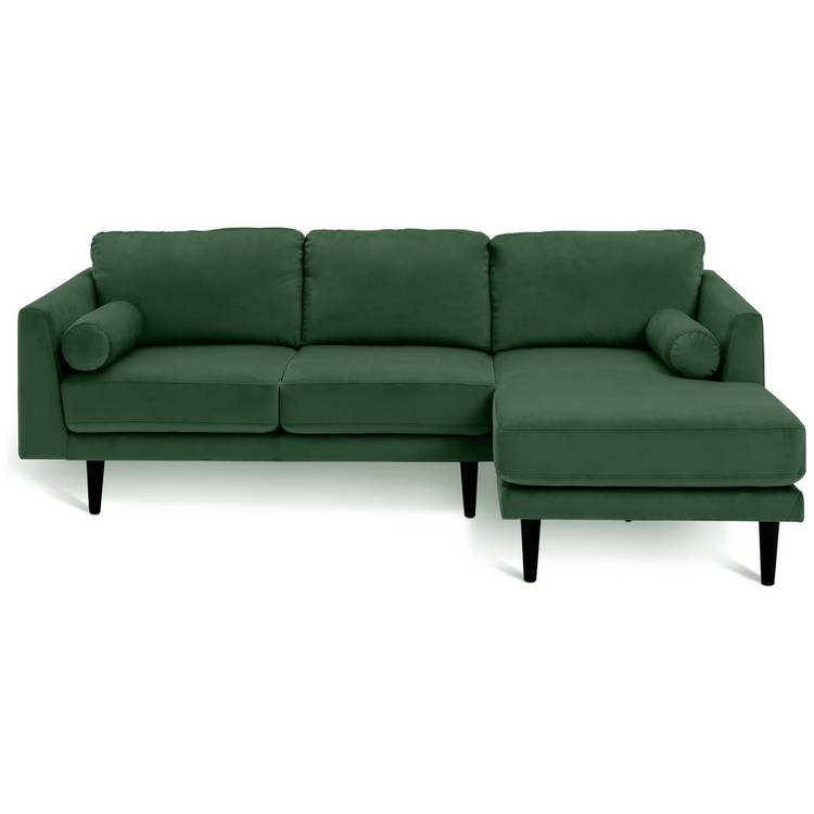 Habitat Jacob Velvet Right Hand Corner Sofa - Emerald Green 0