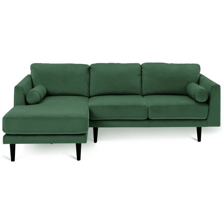 Habitat Jacob Velvet Left Hand Corner Sofa - Emerald Green 0