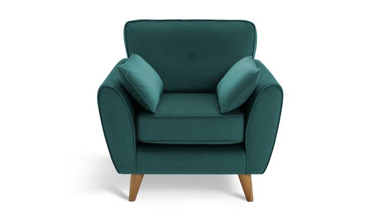 Buy Habitat Iris Velvet Armchair Teal Armchairs Habitat