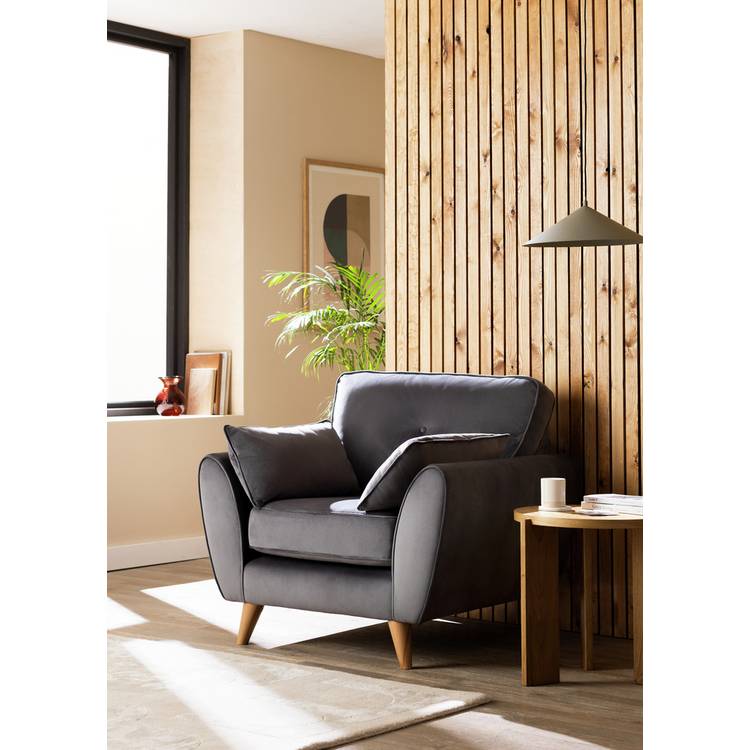 Habitat Iris Velvet Armchair - Grey 0