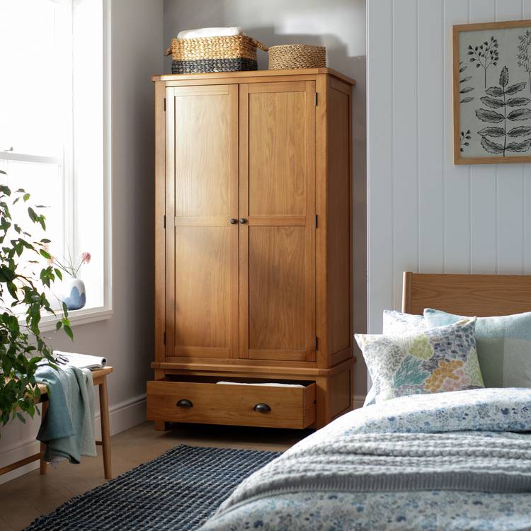 Argos Home Kent 2 Door 1 Drawer Wardrobe - Oak 0