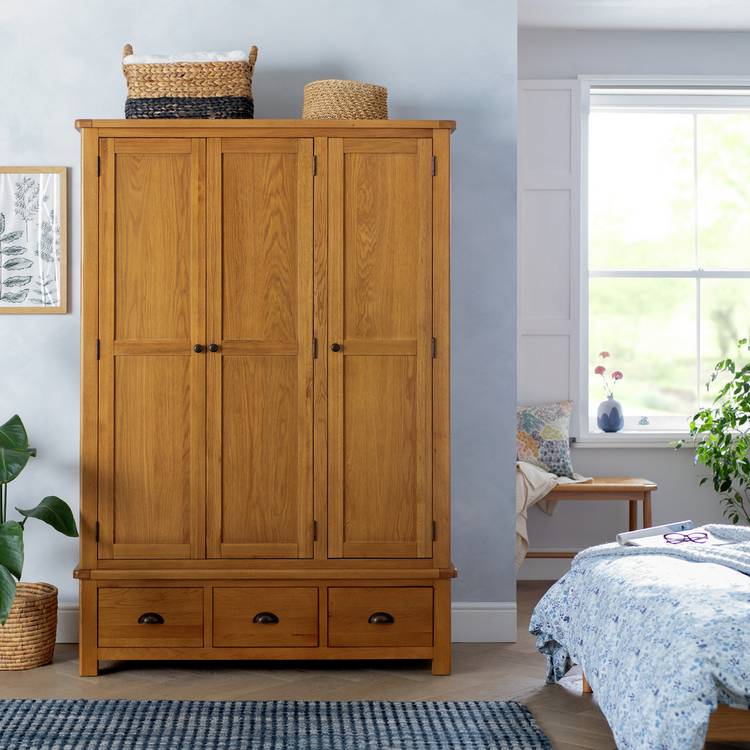 Argos Home Kent 3 Door 3 Drawer Wardrobe - Oak 0