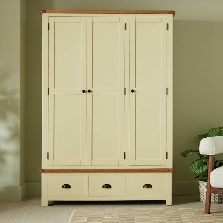 Argos Home Kent 3 Door 3 Drawer Wardrobe - Cream & Oak 0
