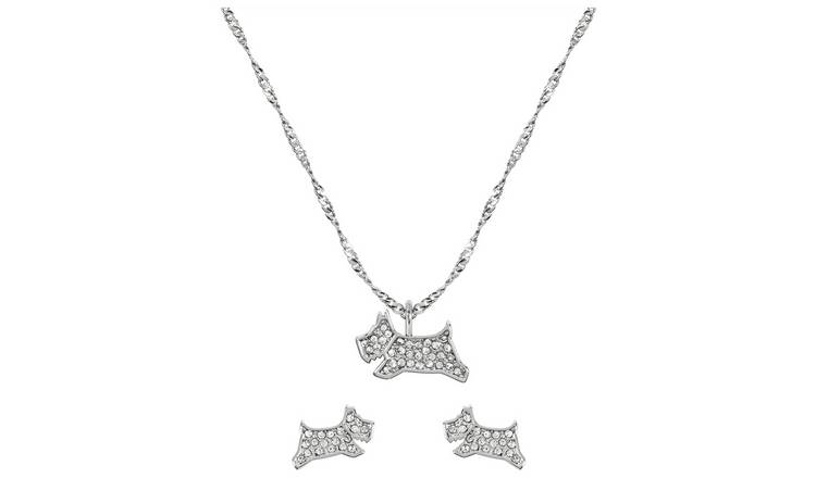 Radley Silver Plated Stone Pendant Necklace and Earrings Set