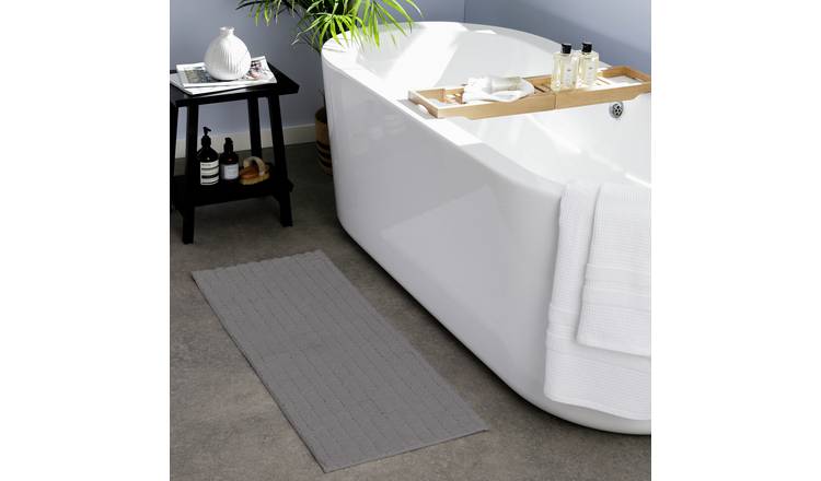 Habitat Quick Dry Dark Grey Cut Pile Bath Runner - 100x40cm