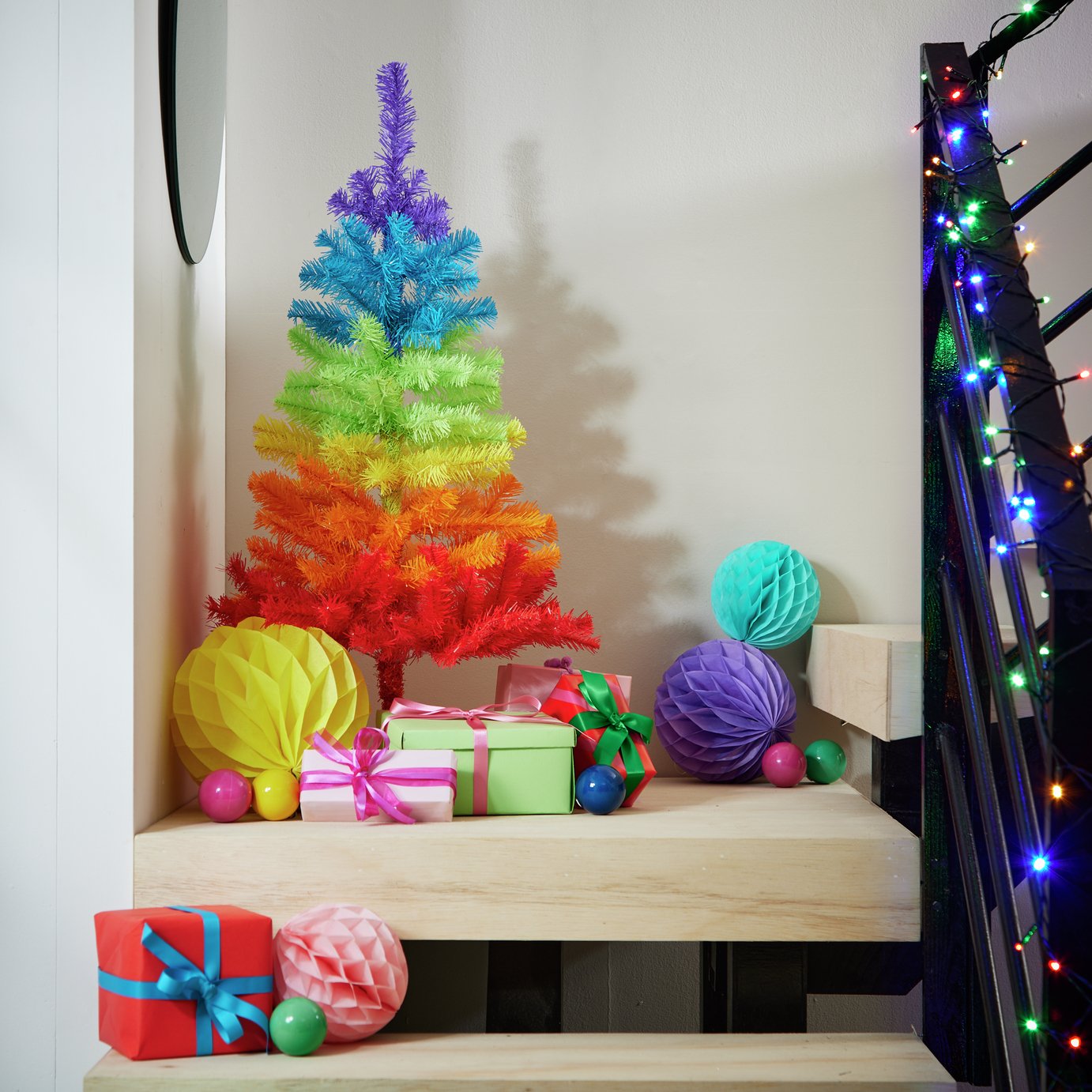 Argos Home 3ft Slim Christmas Tree - Rainbow