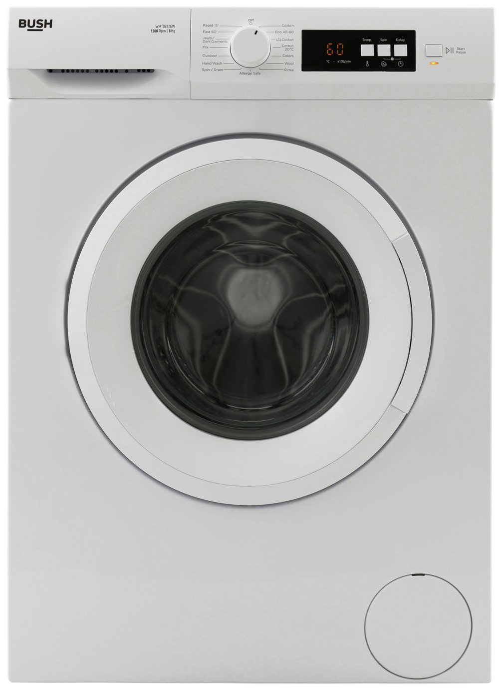 Bush WMT0812EW 8KG 1200 Spin Washing Machine - White