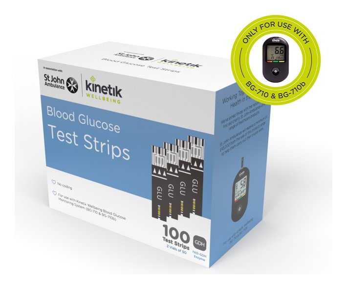 Kinetik Wellbeing Blood Glucose Test Strips Pack of 100
