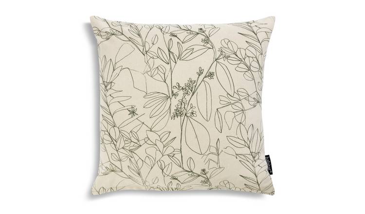 Buy Habitat Floral Print Cushion White Green 43x43cm Argos