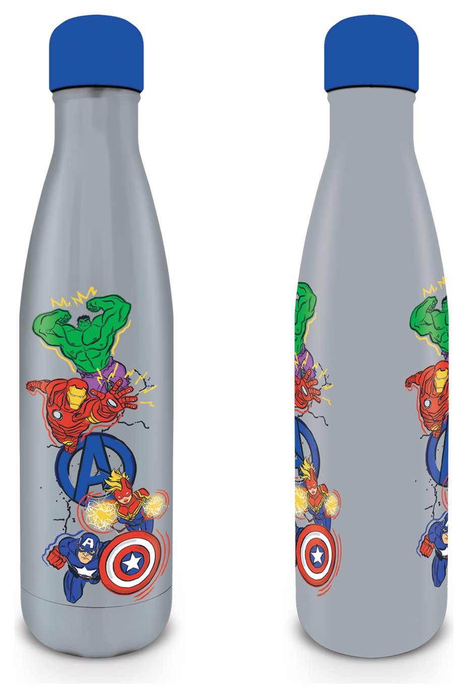 Avengers Grey Stainless Steel Water Bottle - 540ml