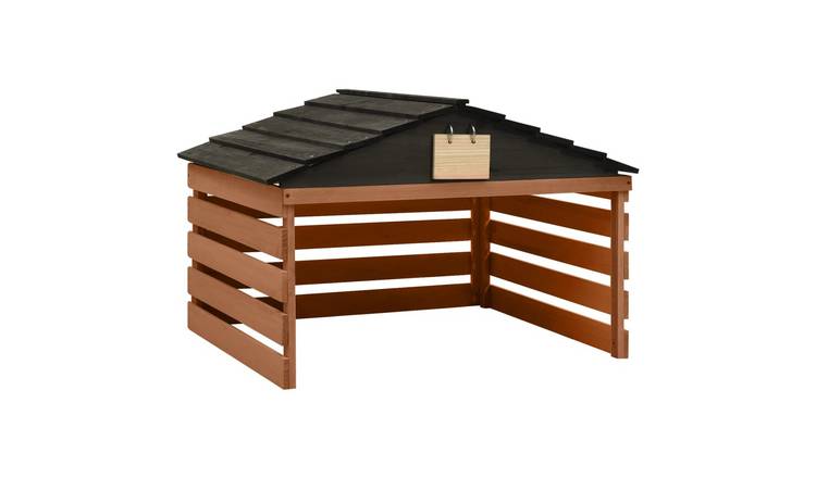 Walplus Robotic Lawn Mower Garage and Firwood - Black and Brown - 78x74x54 cm