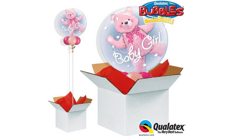 Baby Pink Bear Double Bubble Balloon in a Box.