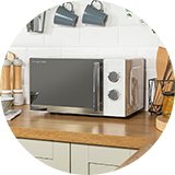 Russell Hobbs Honeycomb 700W Standard Microwave in white colour.