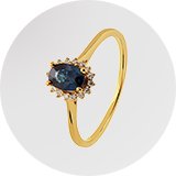 A Revere 9ct Gold 0.08ct Diamond and Sapphire Cluster Ring in size R.