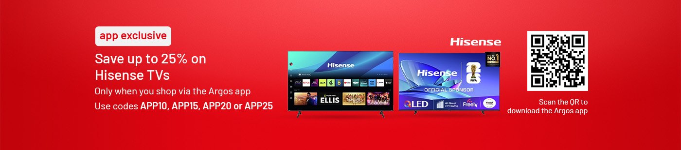 Save up to 25% on selected Hisense TVs. Scan the QR code to download the app.