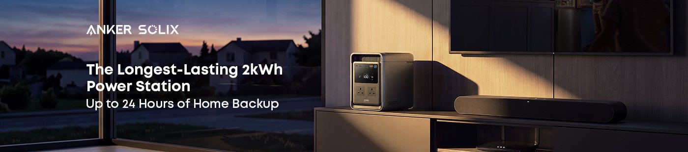Anker solix. The longest-lasting 2kWh power station. Up to 24 hours of home backup.