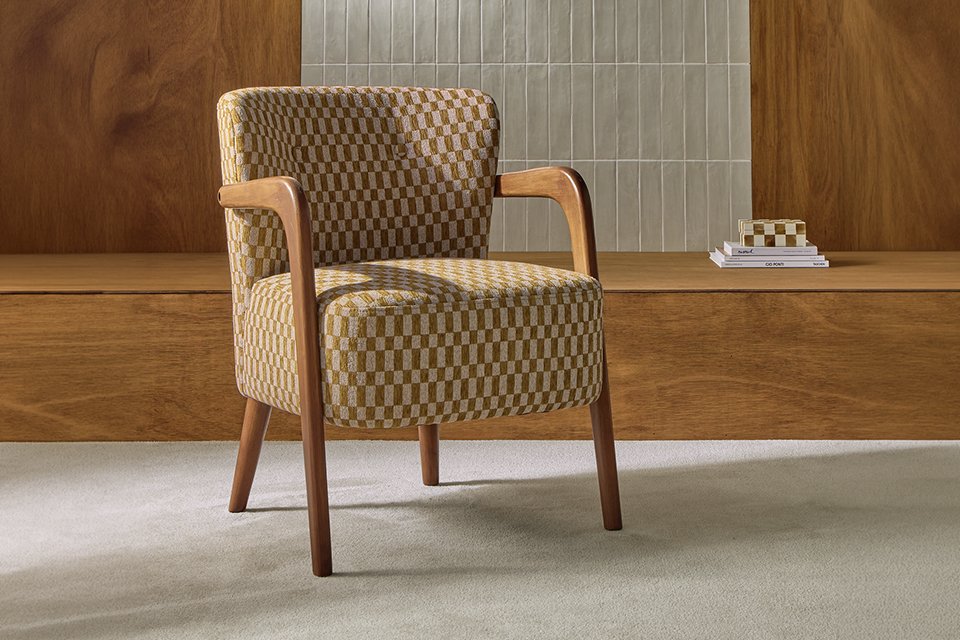 Habitat Yanni ll Jacquard Fabric Accent Chair in khaki.