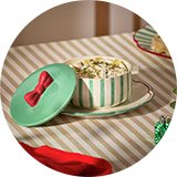Argos Home Green Striped Bow Camembert Baker.
