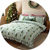 Home Stripe Trees Ruffle bedding.