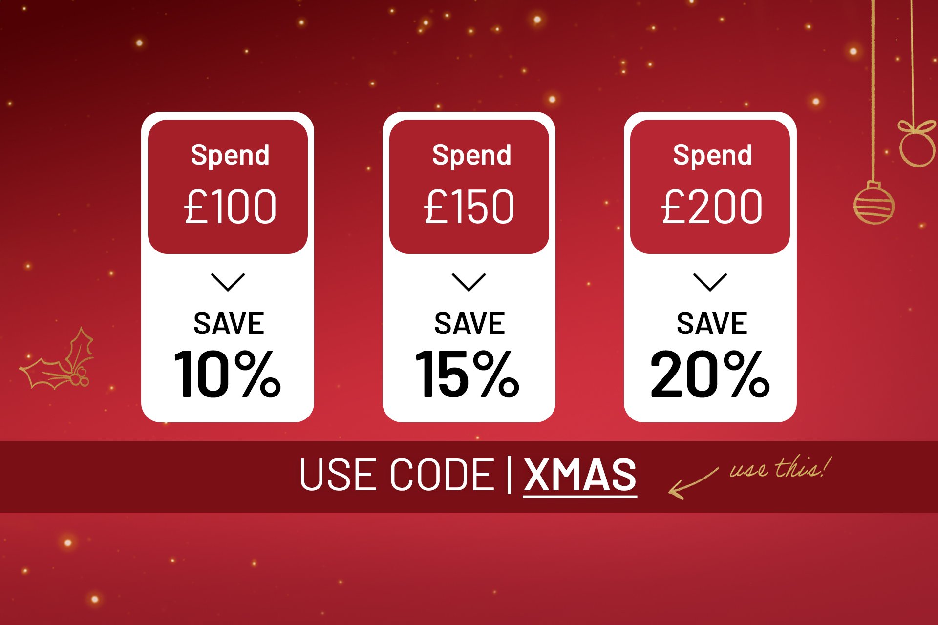 Spend and save on selected Christmas using code XMAS.