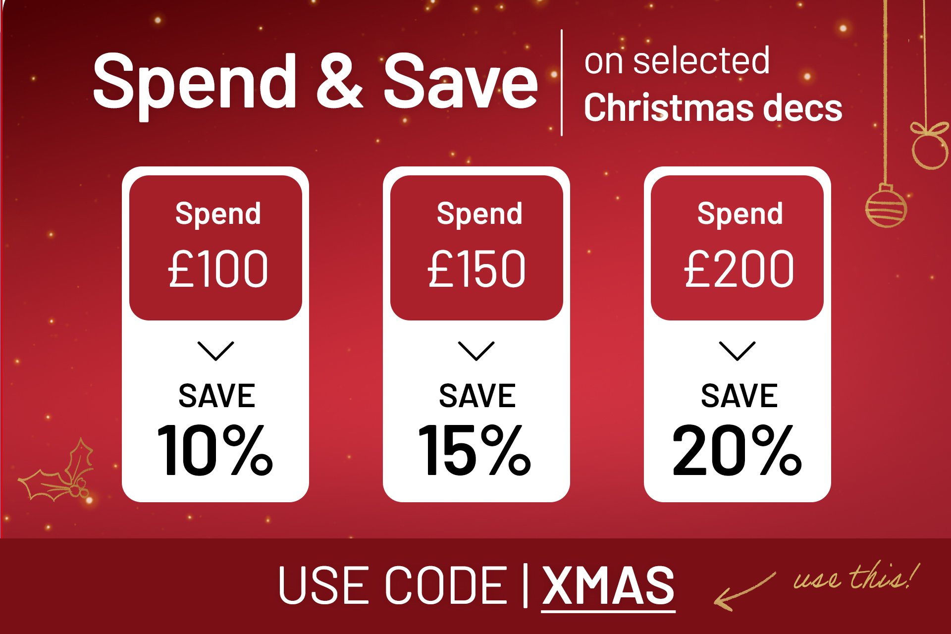 Spend and save on selected Christmas using code XMAS.