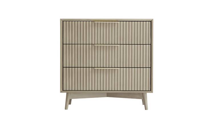 HomeGardenDirect Monza Fluted 3 Drawer Chest with Fluted Front - Pale Ash