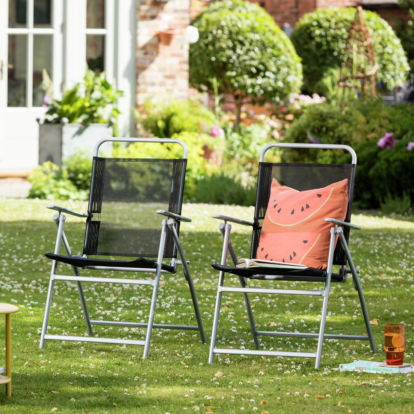 Argos Home Atlantic Set of 2 Folding Metal Garden Chairs