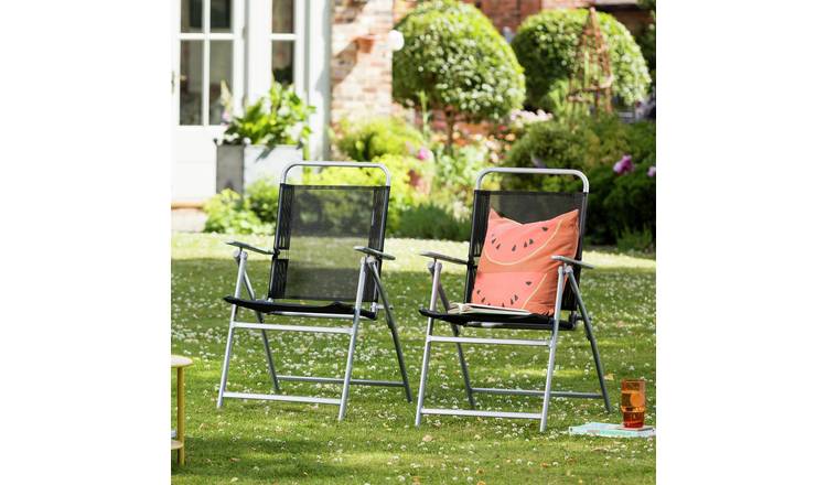 Buy Argos Home Atlantic Set of 2 Folding Metal Garden Chairs Garden chairs and sun loungers Argos