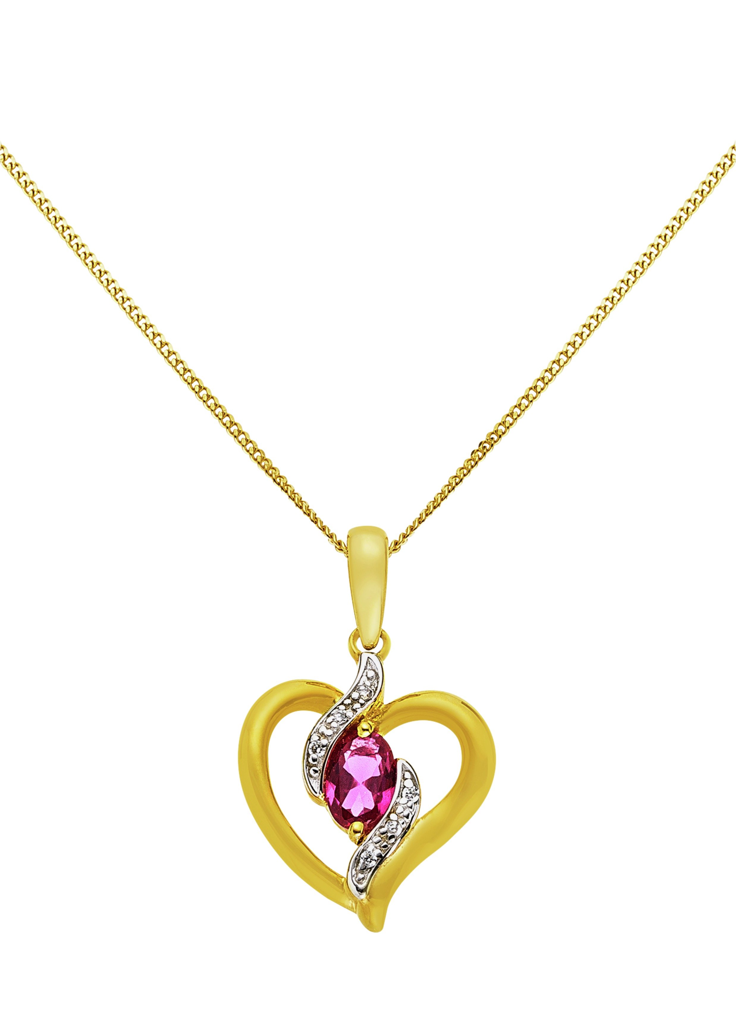 Revere Silver Created Ruby Heart Pendant 18 Inch Necklace