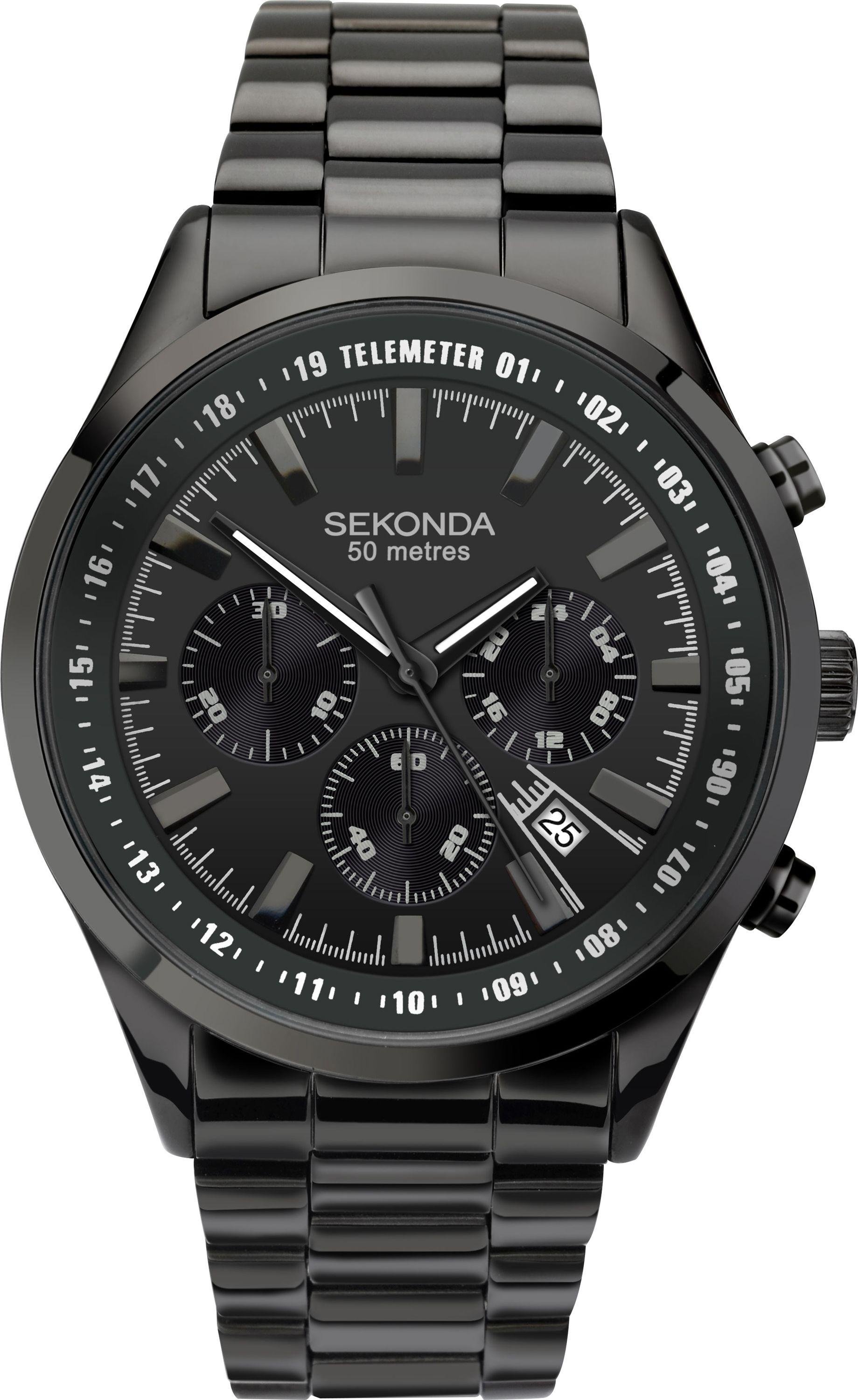 Sekonda men's chronograph sale stainless steel bracelet watch