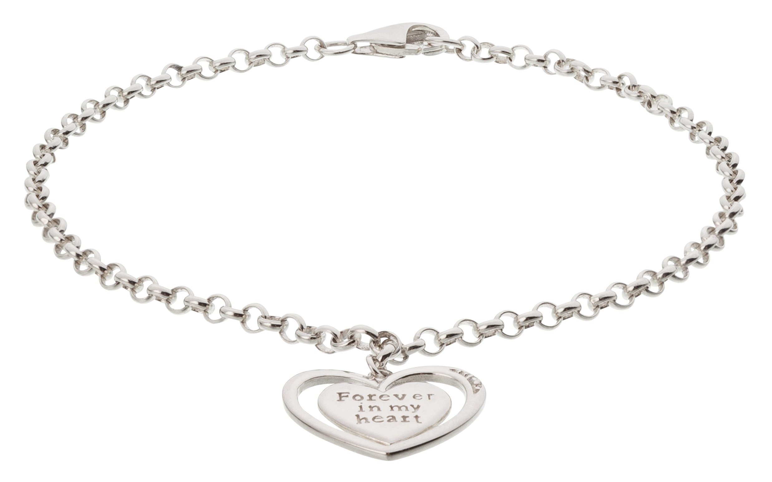 Moon & Back Silver 'Forever In My Heart' Charm Bracelet