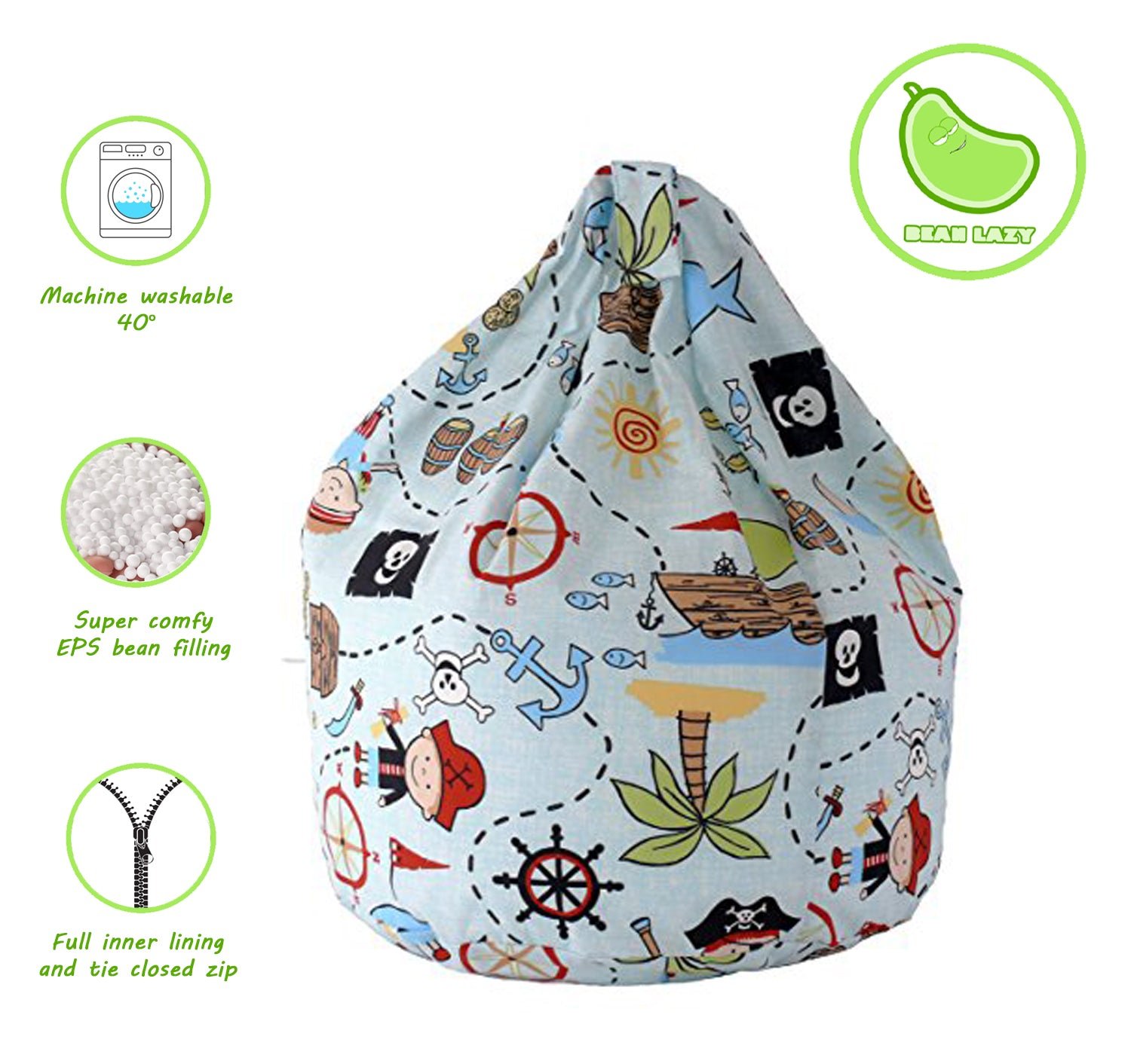 Bean Lazy Pirate Island Cotton Large Bean Bag - Blue - Image 3