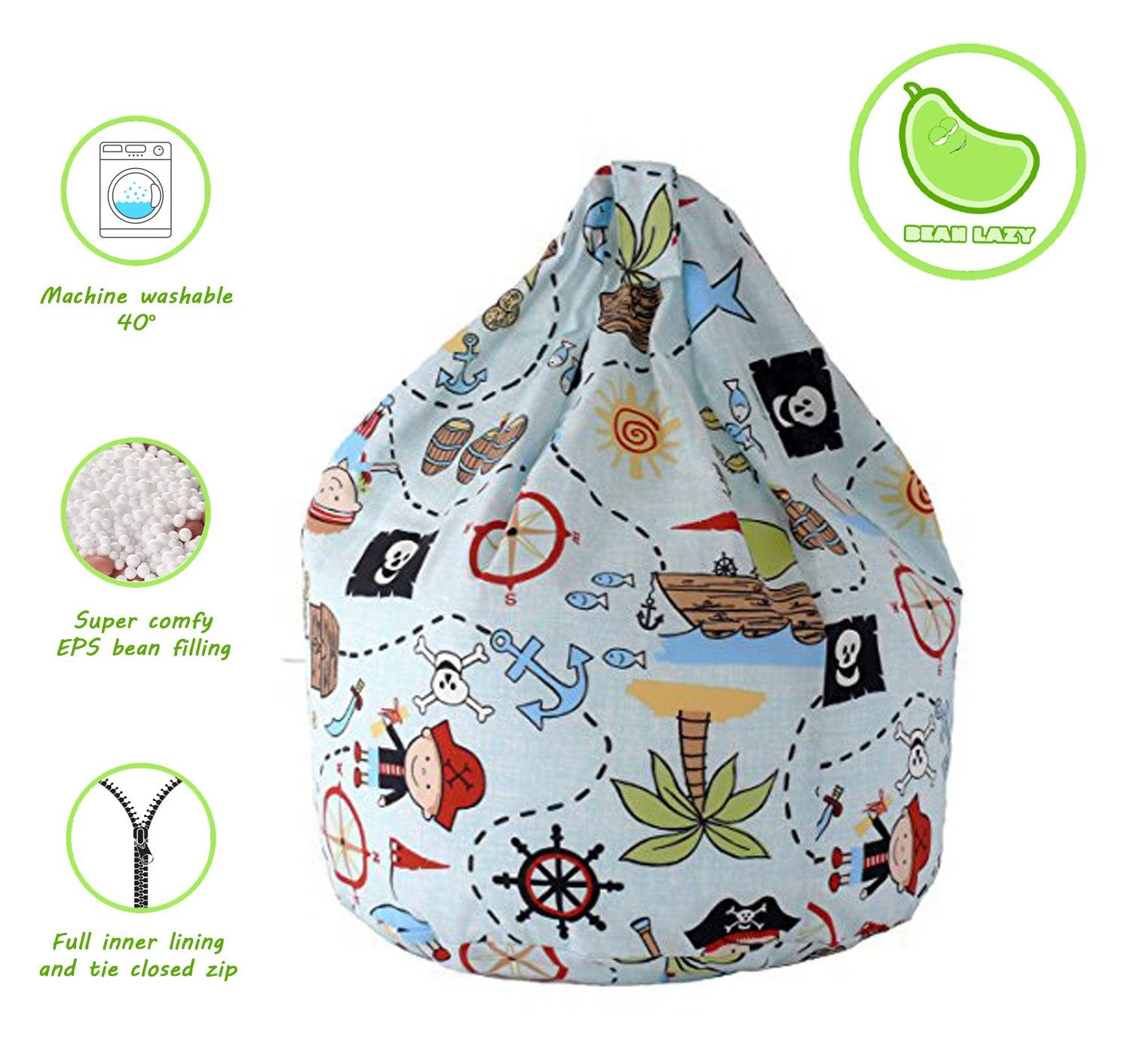 Bean Lazy Pirate Island Cotton Large Bean Bag - Blue - Image 3