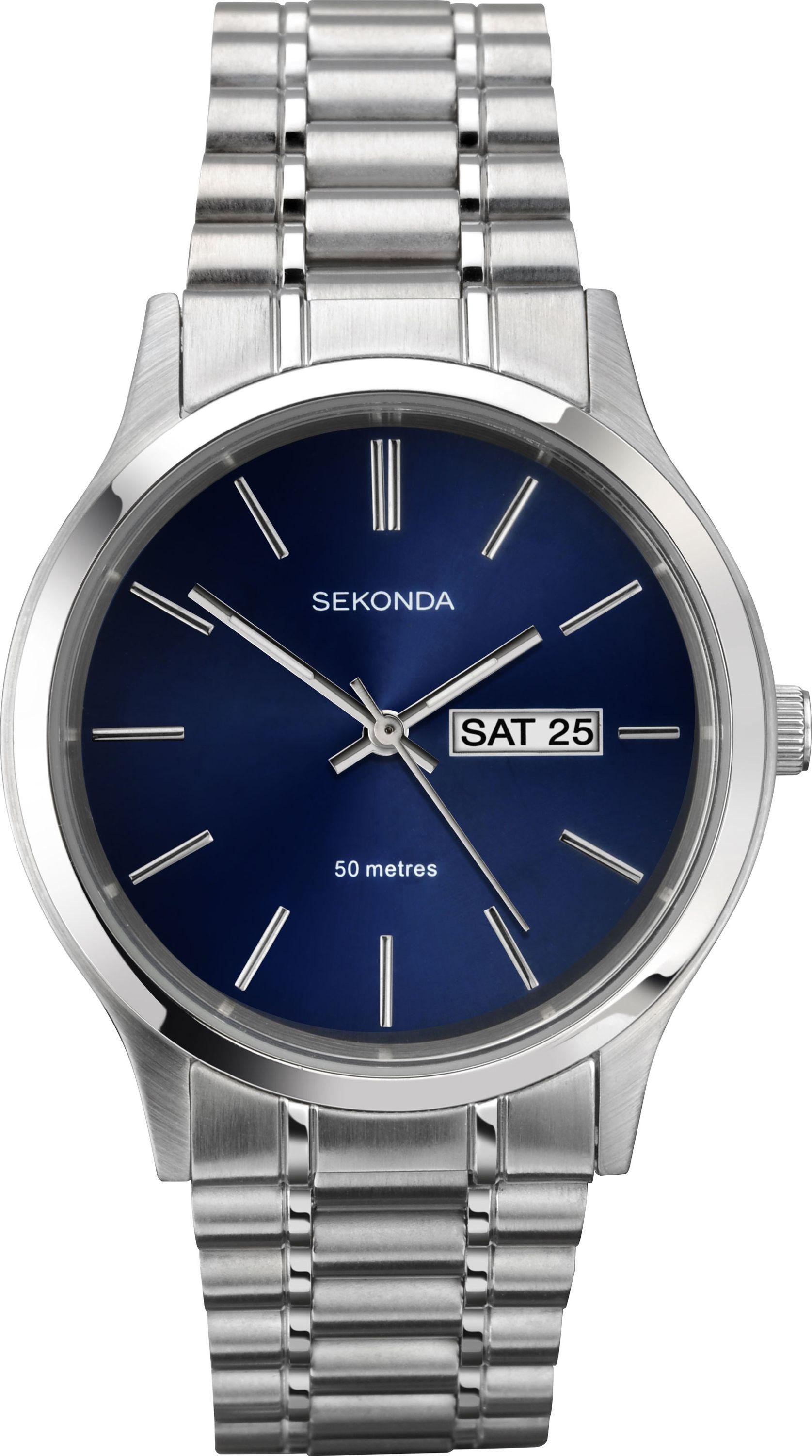 sekonda men's blue dial watch