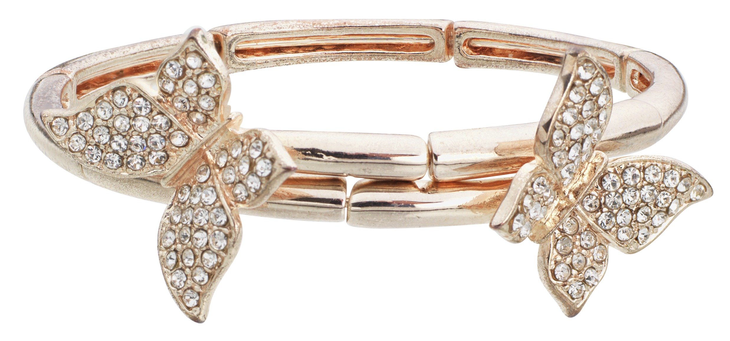 Revere 9ct Rose Gold Plated Crystal Butterfly Bangle